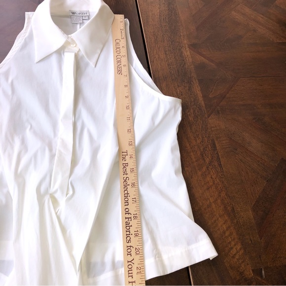 Worth Collection White Cotton Blend Sleeveless Button Bow Front Blouse Size 10 - Picture 8 of 12